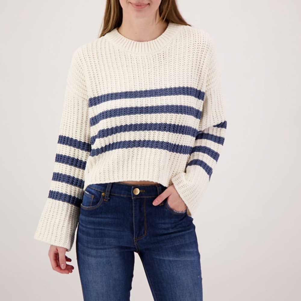 Cozy Knit Striped Cropped Sweater